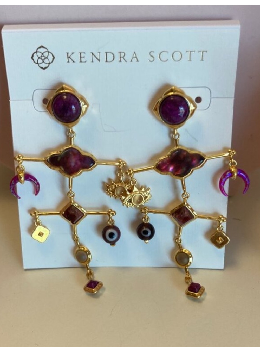 Kendra Scott Gemma Gold Earring Fuchsia Opal